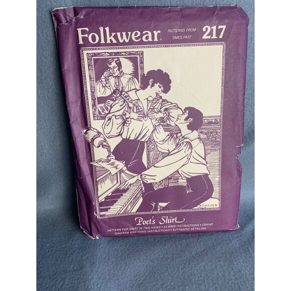 Folkwear Men and Women Poet's Shirt Sewing Pattern from Times Past 217 - Uncut - Picture 5 of 9